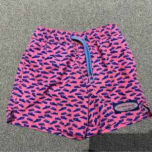 Vineyard Vines Chappy Trunks Seaplane Flamingo Boys Sz 4